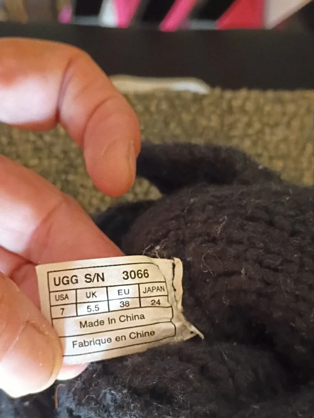 UGG Knit Button-Trim Black Foldover Winter Boots Slze 7